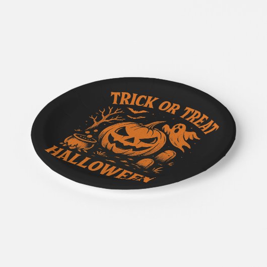 Trick oder Treat Halloween-Teller Pappteller (Schrägansicht)