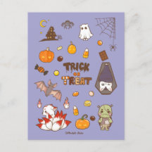 Trick oder Treat Halloween Thema Postkarte