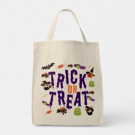 Trick oder Treat Halloween Tote Bag - Niedlich & s Tragetasche (Rückseite)