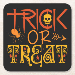 Trick oder Treat Halloween-Untersetzer Rechteckiger Pappuntersetzer