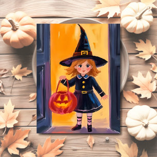 Trick oder Treat Halloween Wasserfarbe Feiertagspostkarte