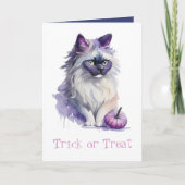Trick oder Treat Halloween-Wildkatze Karte (Vorderseite)