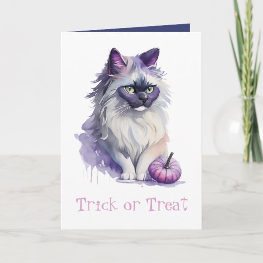 Trick oder Treat Halloween-Wildkatze Karte (Vorderseite)