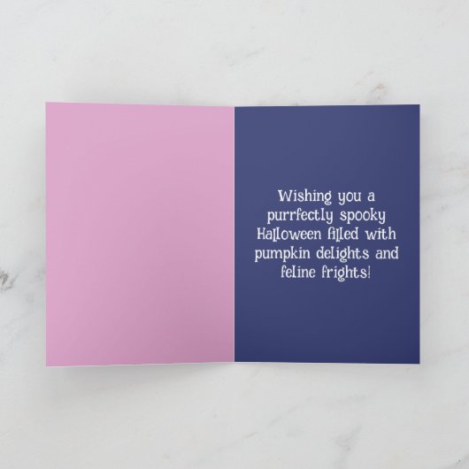 Trick oder Treat Halloween-Wildkatze Karte (Innenseite)