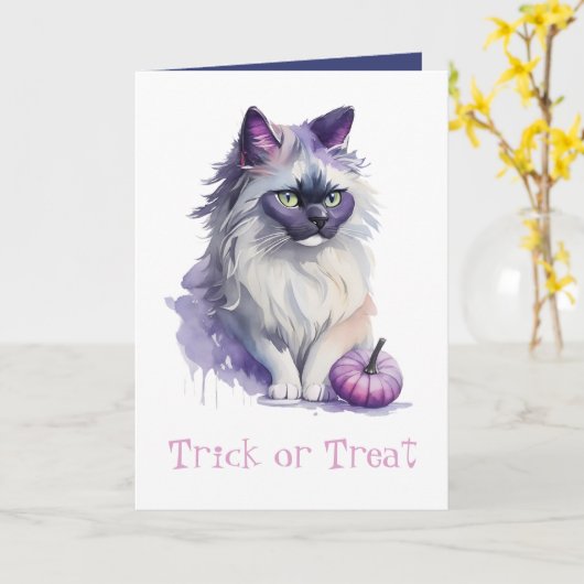 Trick oder Treat Halloween-Wildkatze Karte (Gelbe Blume)