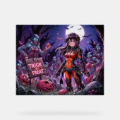 Trick oder Treat Halloween Zombies geben das Gehir Acrylschild (Vorderseite)