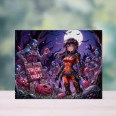 Trick oder Treat Halloween Zombies geben das Gehir Acrylschild (Neutral)