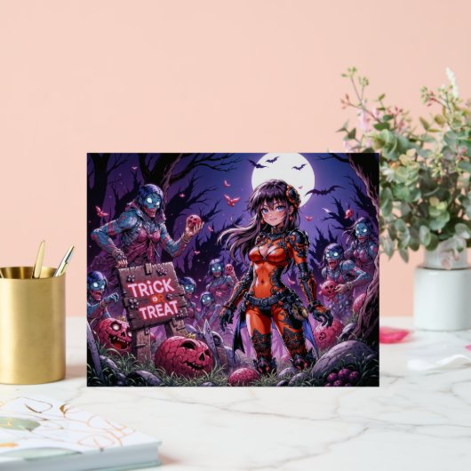 Trick oder Treat Halloween Zombies geben das Gehir Acrylschild (Hochzeit)