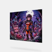 Trick oder Treat Halloween Zombies geben das Gehir Acrylschild (Winkel)