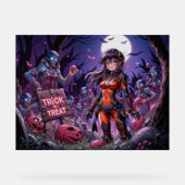 Trick oder Treat Halloween Zombies geben das Gehir Acrylschild (Vorderseite)