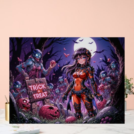 Trick oder Treat Halloween Zombies geben das Gehir Acrylschild (Hochzeit)