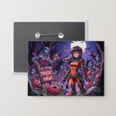Trick oder Treat Halloween Zombies geben das Gehir Button (Vorderseite/Rückseite)