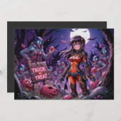 Trick oder Treat Halloween Zombies geben das Gehir Einladung (Vorne/Hinten)