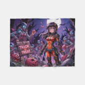 Trick oder Treat Halloween Zombies geben das Gehir Fleecedecke (Vorderseite (Horizontal))