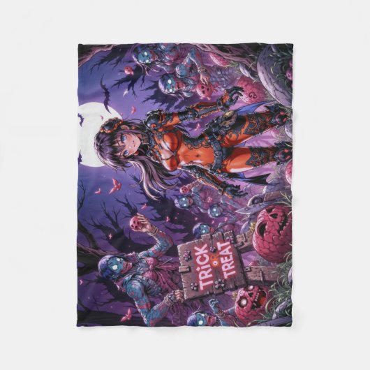 Trick oder Treat Halloween Zombies geben das Gehir Fleecedecke (Vorderseite)