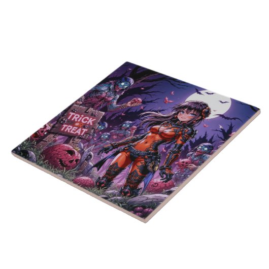 Trick oder Treat Halloween Zombies geben das Gehir Fliese (Seite)