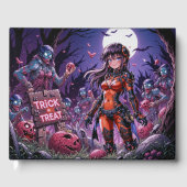 Trick oder Treat Halloween Zombies geben das Gehir Gästebuch (Vorderseite)