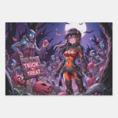 Trick oder Treat Halloween Zombies geben das Gehir Geschenkpapier Set (Vorderseite 2)