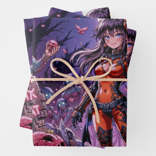 Trick oder Treat Halloween Zombies geben das Gehir Geschenkpapier Set (Beispiel)