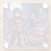 Trick oder Treat Halloween Zombies geben das Gehir Glasuntersetzer (Rückseite)