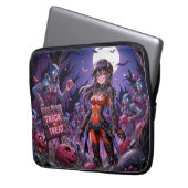 Trick oder Treat Halloween Zombies geben das Gehir Laptopschutzhülle (Vorderseite Links)