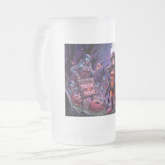 Trick oder Treat Halloween Zombies geben das Gehir Mattglas Bierglas (Vorderseite Links)