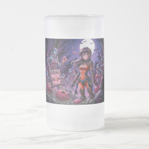 Trick oder Treat Halloween Zombies geben das Gehir Mattglas Bierglas