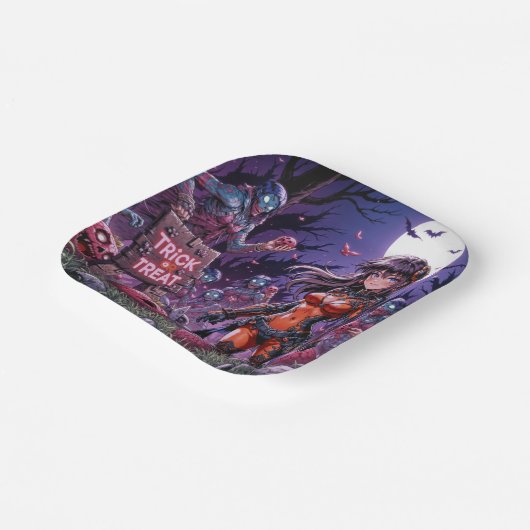 Trick oder Treat Halloween Zombies geben das Gehir Pappteller (Gewinkelt)