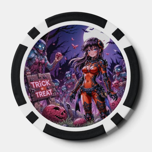 Trick oder Treat Halloween Zombies geben das Gehir Pokerchips (Rückseite)