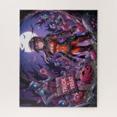 Trick oder Treat Halloween Zombies geben das Gehir Puzzle (Vertikal)