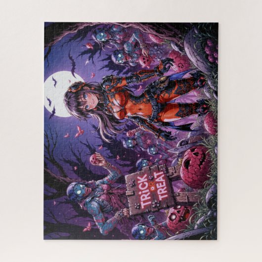 Trick oder Treat Halloween Zombies geben das Gehir Puzzle (Vertikal)