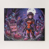 Trick oder Treat Halloween Zombies geben das Gehir Puzzle (Horizontal)