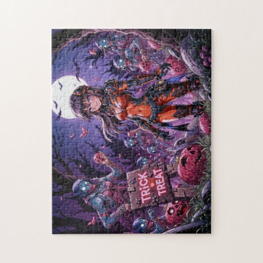 Trick oder Treat Halloween Zombies geben das Gehir Puzzle (Vertikal)