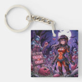 Trick oder Treat Halloween Zombies geben das Gehir Schlüsselanhänger (Vorderseite)