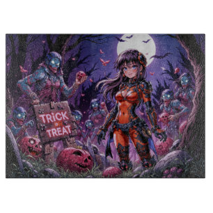Trick oder Treat Halloween Zombies geben das Gehir Schneidebrett