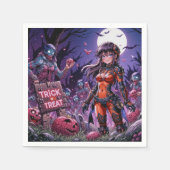 Trick oder Treat Halloween Zombies geben das Gehir Serviette (Vorderseite)