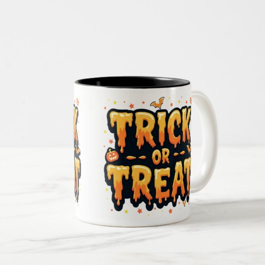 Trick oder Treat Halloween Zweifarbige Tasse (VorderseiteRechts)