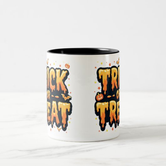 Trick oder Treat Halloween Zweifarbige Tasse (Mittel)