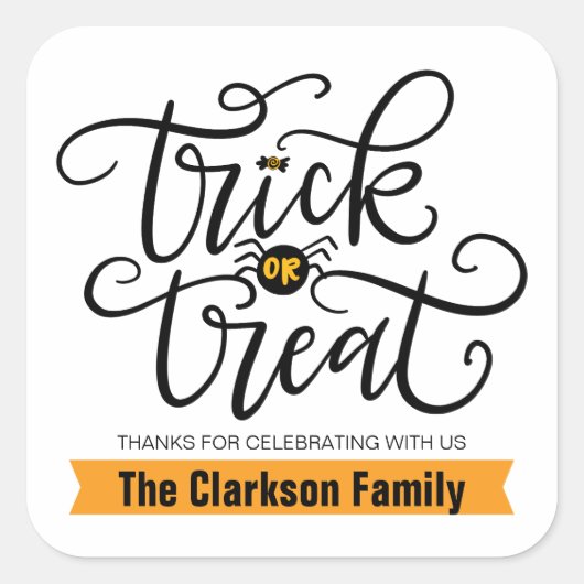 Trick oder Treat, handschriftlich Quadratischer Aufkleber (Vorderseite)