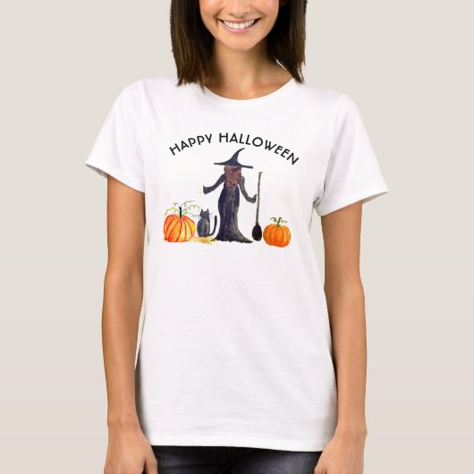 Trick oder Treat Happy Halloween Hexenkatze Pumpki T-Shirt (Vorderseite)