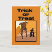 Trick oder Treat Happy Halloween Hunde Karte (Gelbe Blume)