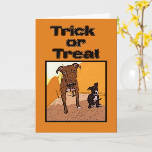 Trick oder Treat Happy Halloween Hunde Karte (Gelbe Blume)