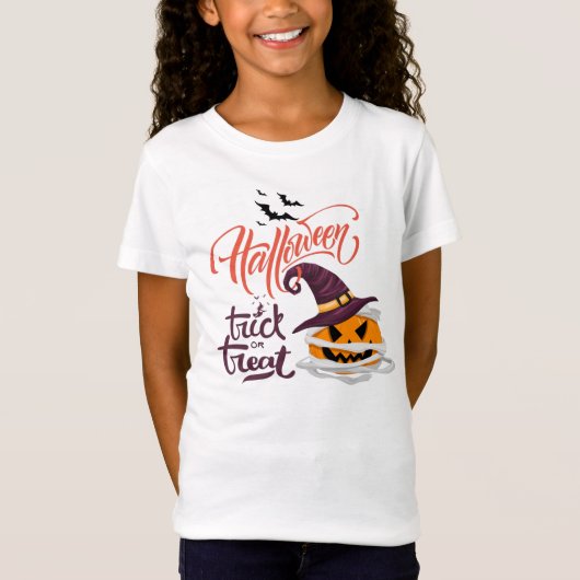 Trick oder Treat Happy Halloween Kostüm für Mädche T-Shirt (Vorderseite)
