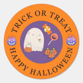 Trick oder Treat Happy Halloween niedlich Ghost Runder Aufkleber