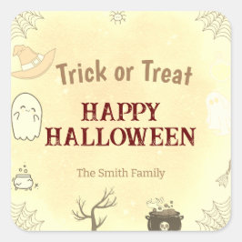 Trick oder Treat | Happy Halloween Quadratischer Aufkleber