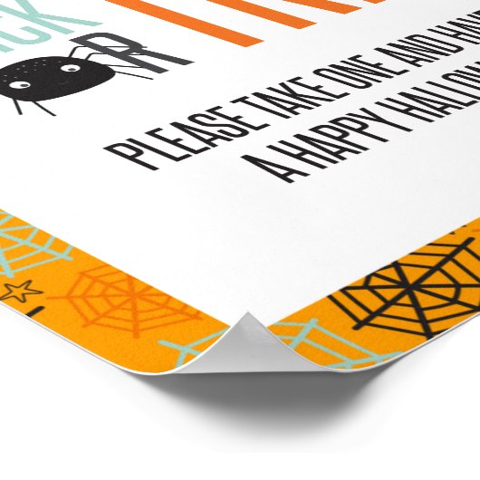 Trick oder Treat Happy Halloween Süßwarenschild Poster (Ecke)