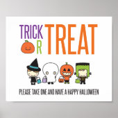 Trick oder Treat Happy Halloween Süßwarenschild Poster (Vorne)