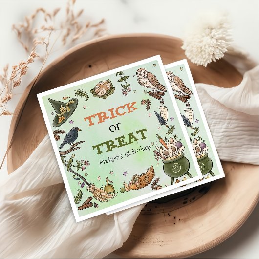 Trick oder Treat Hexe Halloween Geburtstag Napkins Serviette