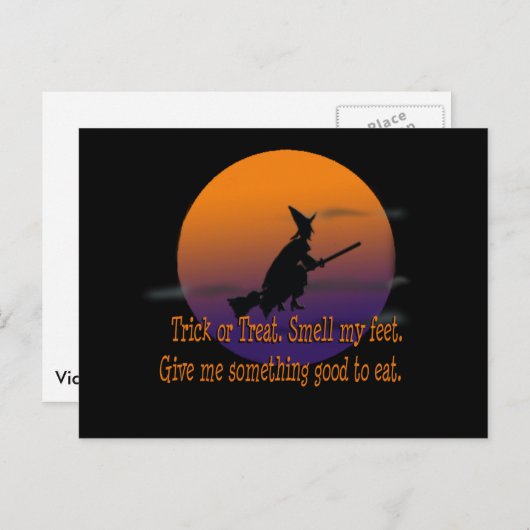 Trick oder Treat Hexe Postkarte (Vorne/Hinten)