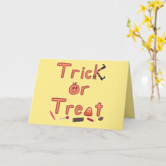 Trick oder Treat Hexenleder Candy Halloween Design Karte (Gelbe Blume)
